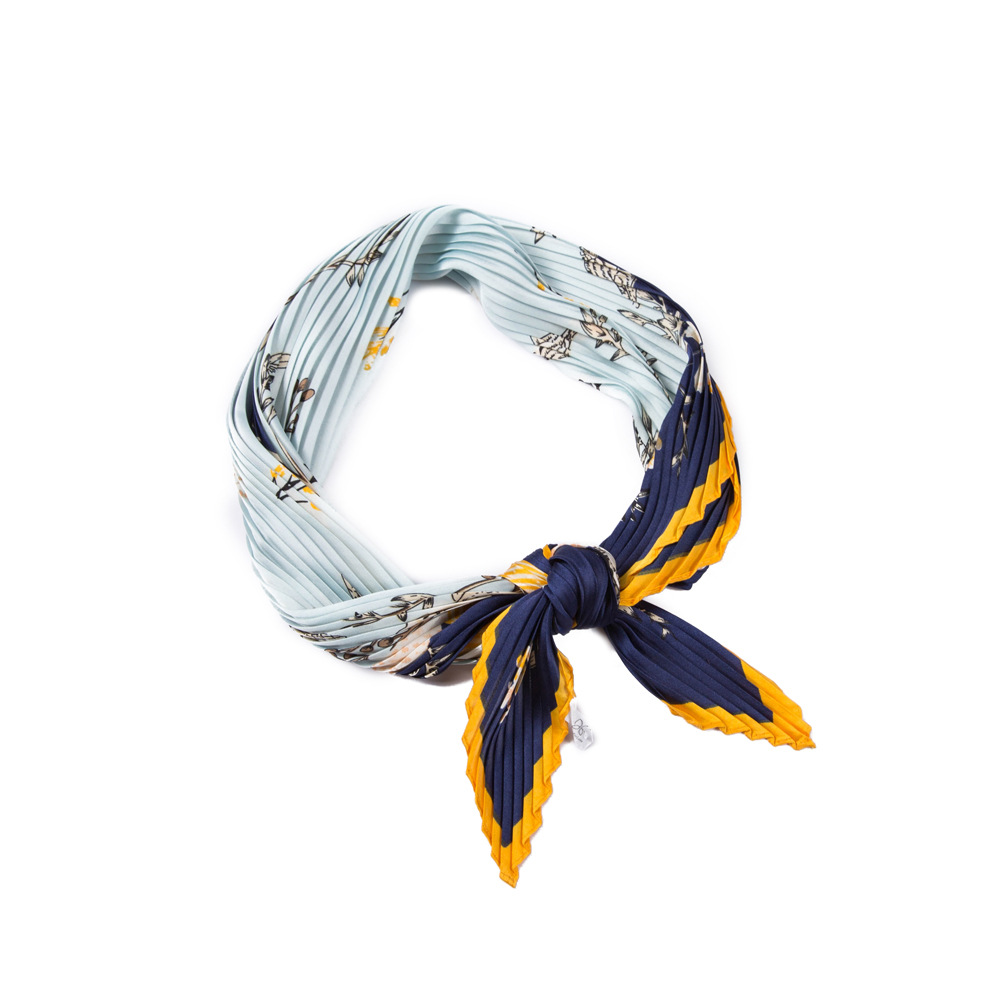 Pleated Floral Fashion Crinkle 70 Square Scarf Women All-match Scarf Scarf