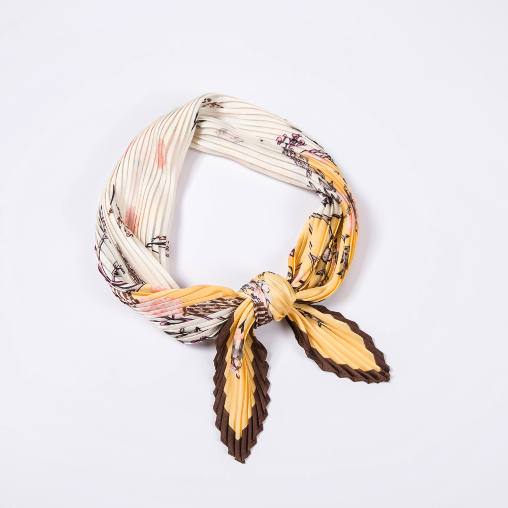 Pleated Floral Fashion Crinkle 70 Square Scarf Women All-match Scarf Scarf