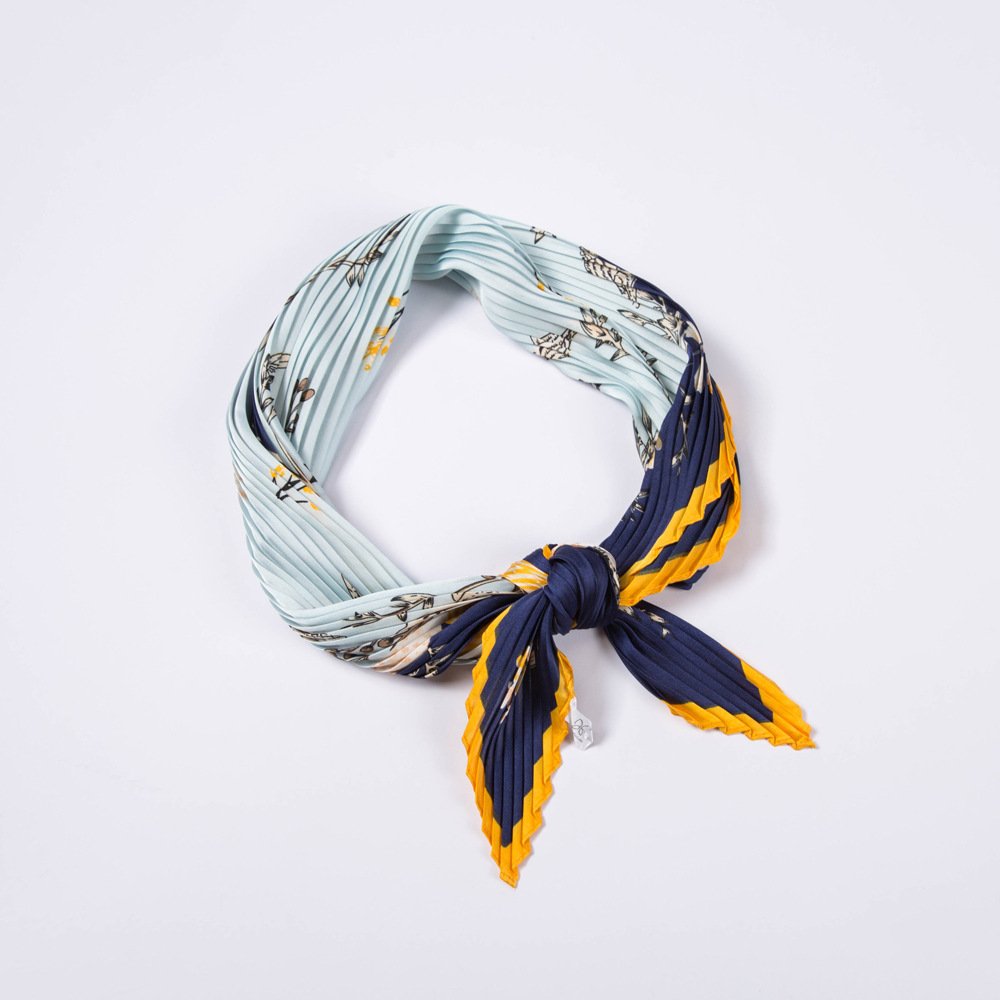 Pleated Floral Fashion Crinkle 70 Square Scarf Women All-match Scarf Scarf