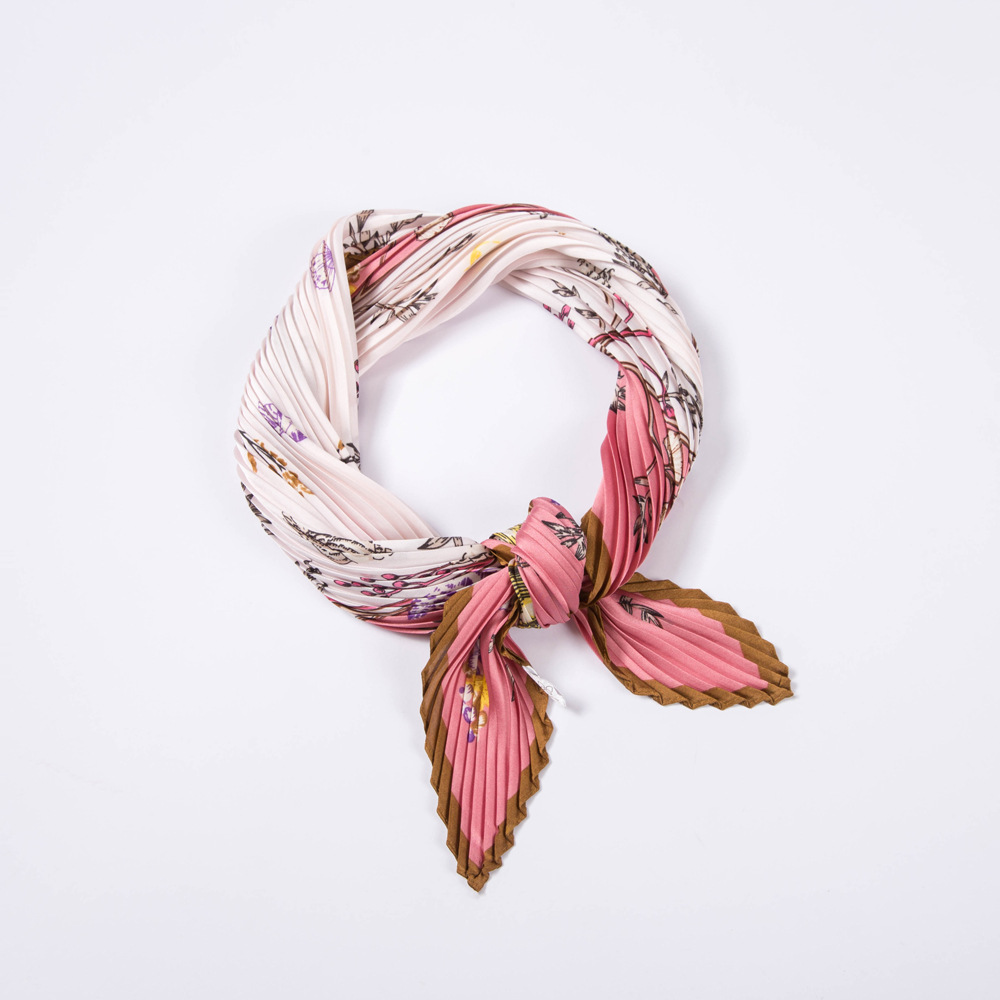Pleated Floral Fashion Crinkle 70 Square Scarf Women All-match Scarf Scarf