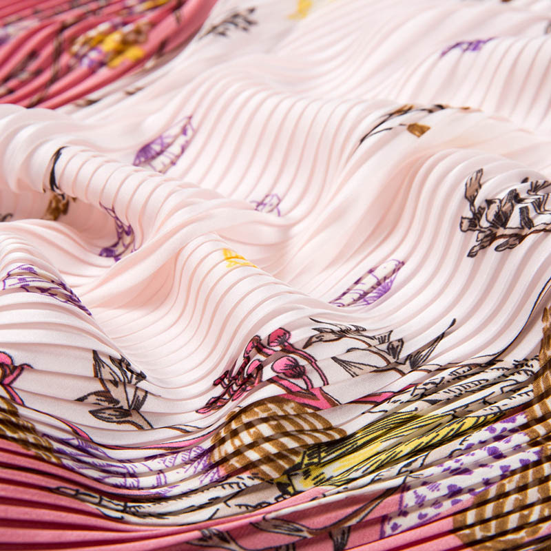Pleated Floral Fashion Crinkle 70 Square Scarf Women All-match Scarf Scarf