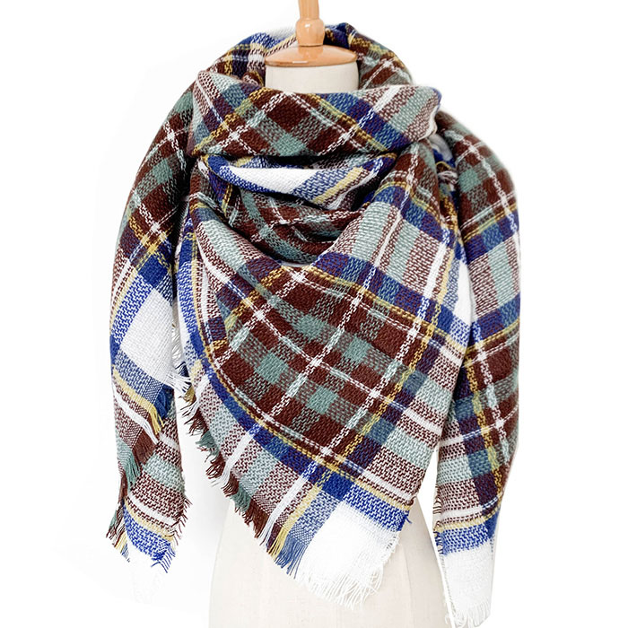 British plaid scarf OEM women 140cm square scarf cashmere scarf manufacturers