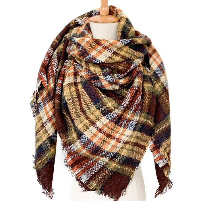Supply fashion plaid scarf women square scarf cashmere scarf manufacturers
