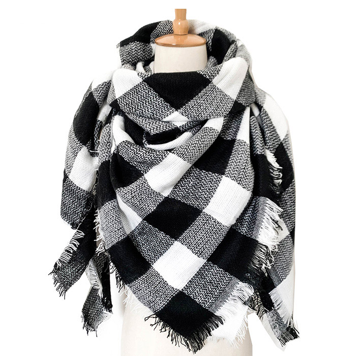 Supply fashion plaid scarf women square scarf cashmere scarf manufacturers