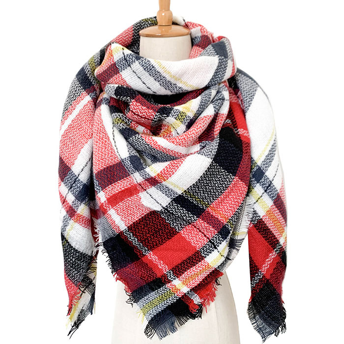 Canada custom-made plaid scarves cashmere scarf women square scarf supplier
