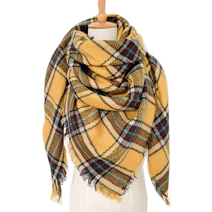 Canada custom-made plaid scarves cashmere scarf women square scarf supplier