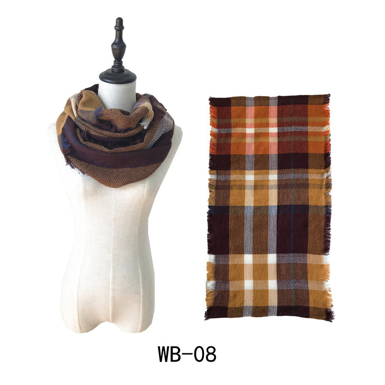 Supply British plaid cashmere scarf fringed women scarf manufacturer