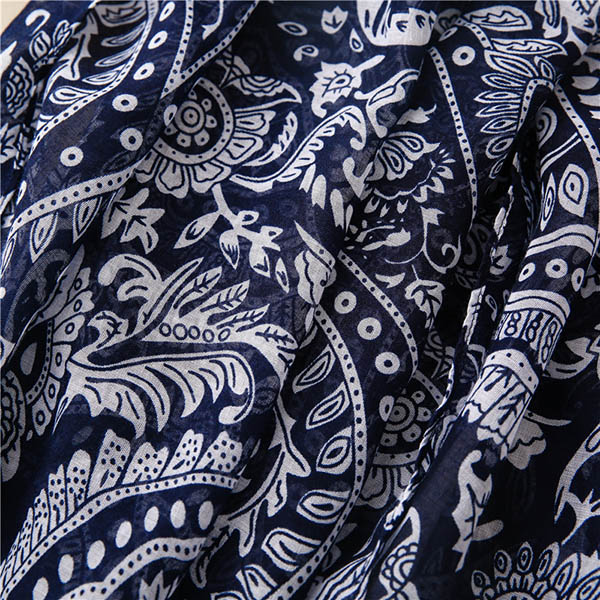 Supply polka dot cotton and linen scarf female blue and white porcelain shawl factory