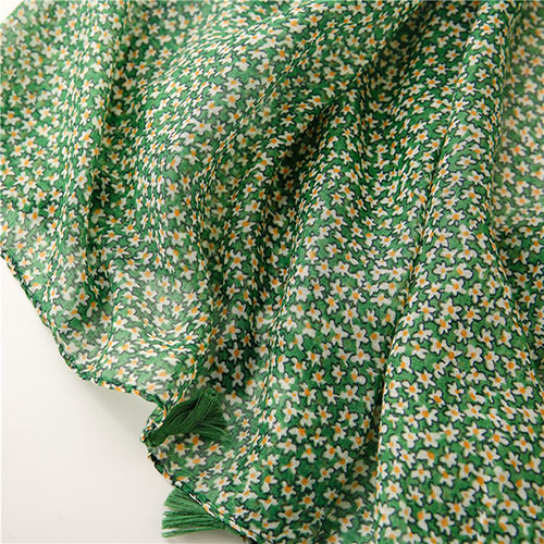 Supply Bali yarn scarves cotton scarf green flower shawl factory