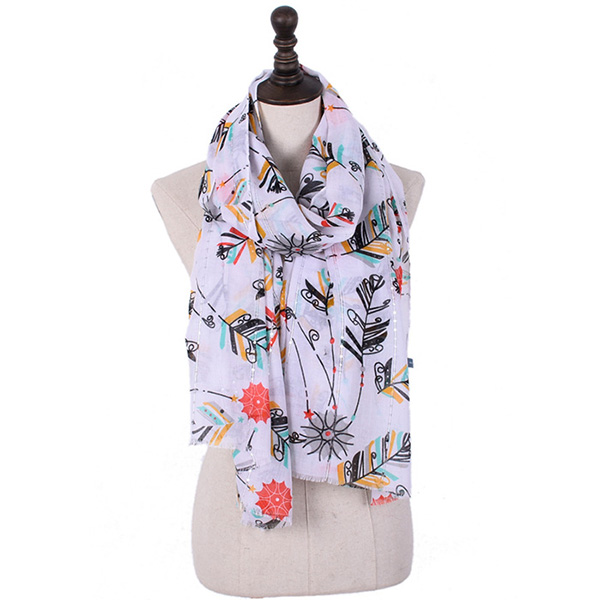 Sequin Balinese Scarf Scarf Ladies Feather Print Scarf Shawl