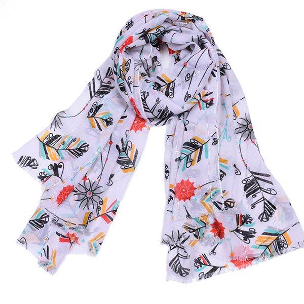 Sequin Balinese Scarf Scarf Ladies Feather Print Scarf Shawl