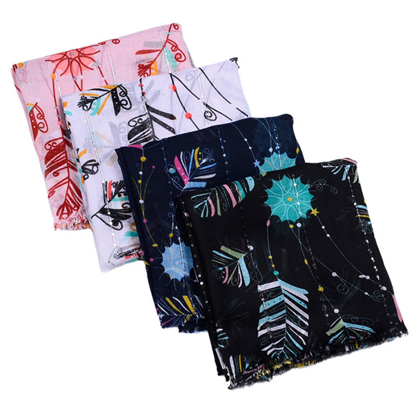 Sequin Balinese Scarf Scarf Ladies Feather Print Scarf Shawl