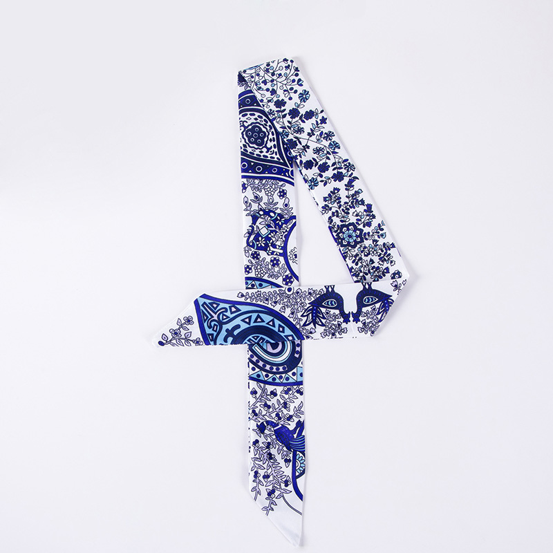Supply silk scarf fashion blue white porcelain scarf women tie manufacturers