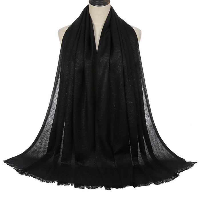 Supply cotton shawl wholesale monochromatic gold thread turban scarf women