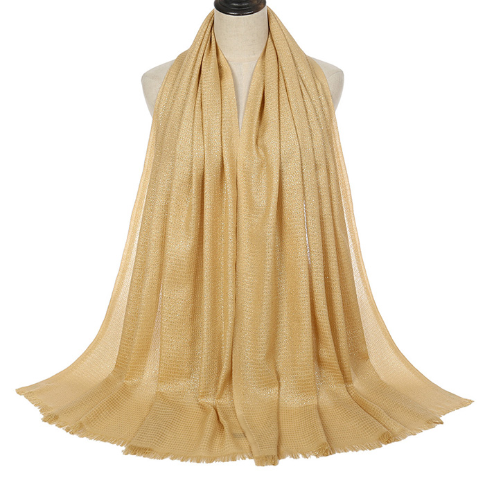 Supply cotton shawl wholesale monochromatic gold thread turban scarf women