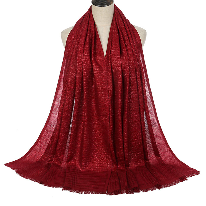Supply cotton shawl wholesale monochromatic gold thread turban scarf women