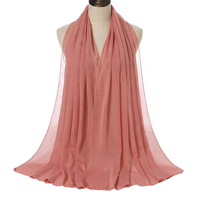 Supply Malaysia Pure Color Pearl Chiffon Bright Silk Scarf Manufacturer