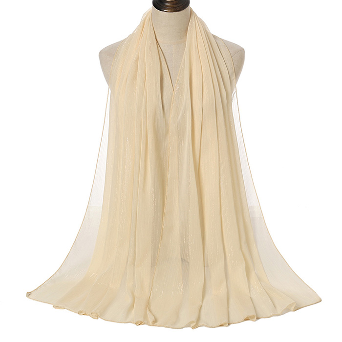 Supply Malaysia Pure Color Pearl Chiffon Bright Silk Scarf Manufacturer