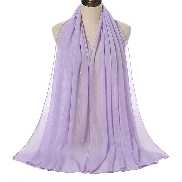 Supply Malaysia Pure Color Pearl Chiffon Bright Silk Scarf Manufacturer