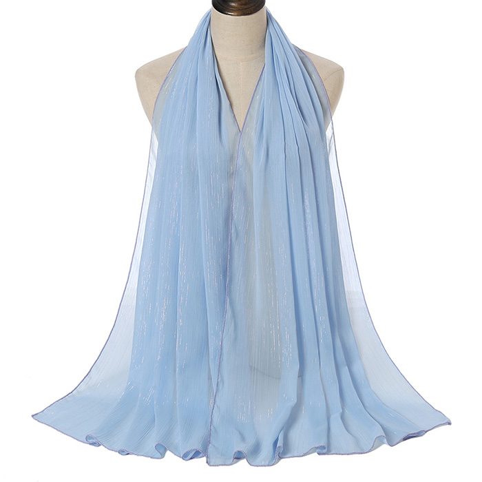 Supply Malaysia Pure Color Pearl Chiffon Bright Silk Scarf Manufacturer