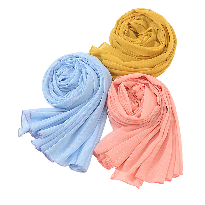 Supply Malaysia Pure Color Pearl Chiffon Bright Silk Scarf Manufacturer