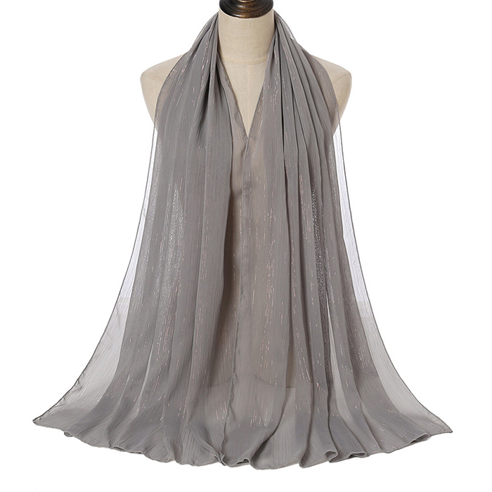 Supply Malaysia Pure Color Pearl Chiffon Bright Silk Scarf Manufacturer