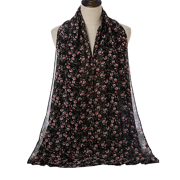 Supply Pearl Chiffon Floral Scarf Wholesale Printing Long Scarf Manufacturer