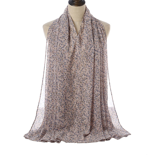 Supply Pearl Chiffon Floral Scarf Wholesale Printing Long Scarf Manufacturer
