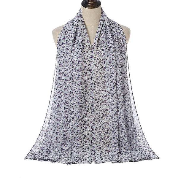 Supply Pearl Chiffon Floral Scarf Wholesale Printing Long Scarf Manufacturer