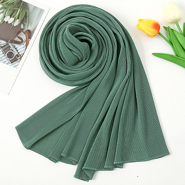 Supply Pearl Chiffon Crinkle Scarf for Women 3D Pleated Headscarf Manufacturer