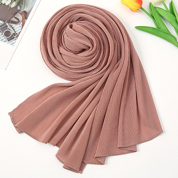 Supply Pearl Chiffon Crinkle Scarf for Women 3D Pleated Headscarf Manufacturer