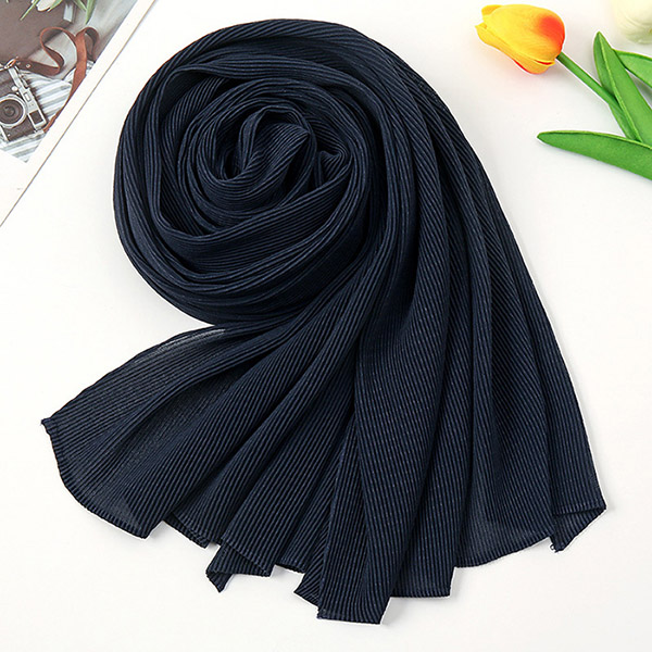 Supply Pearl Chiffon Crinkle Scarf for Women 3D Pleated Headscarf Manufacturer