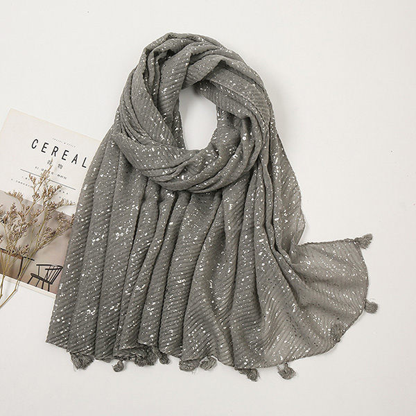 Supply cotton lanyard scarf hot silver twill cotton linen wrinkled turban manufacturer