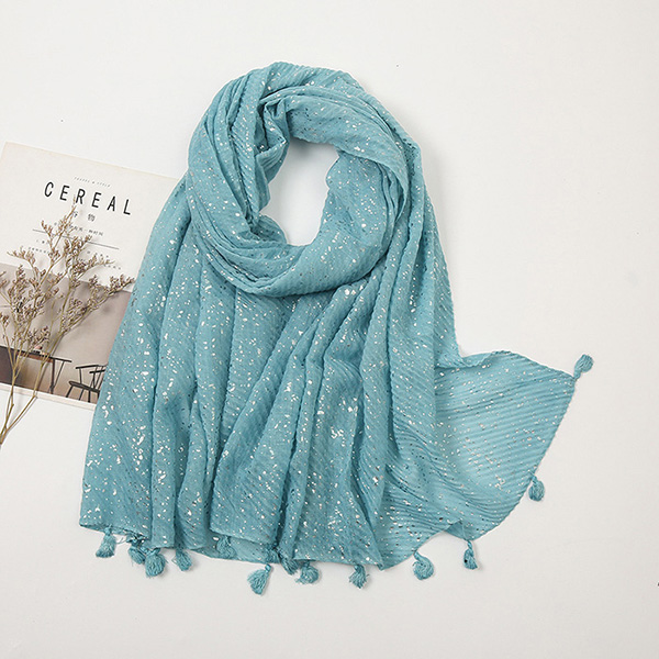 Supply cotton lanyard scarf hot silver twill cotton linen wrinkled turban manufacturer
