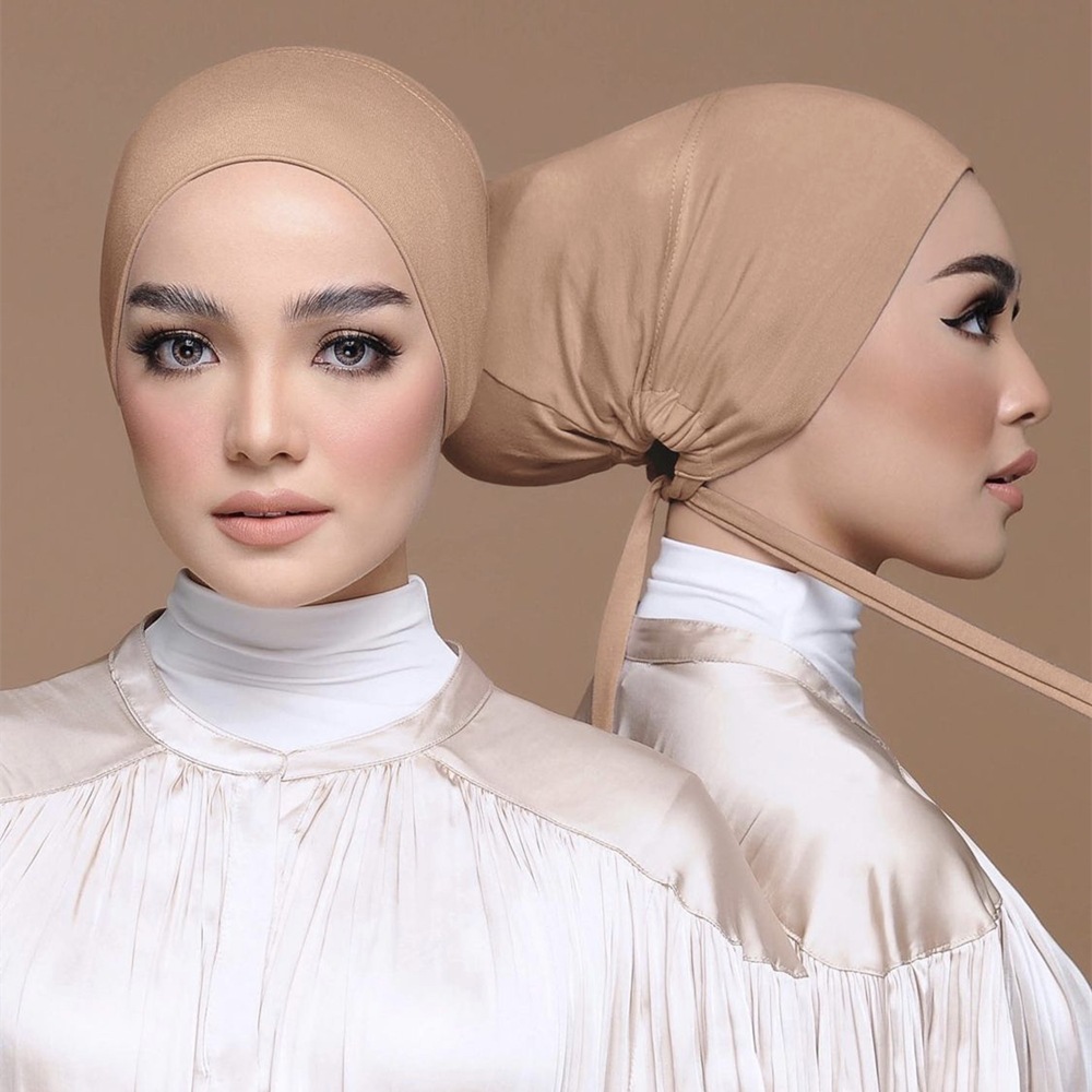 Modal elastic banded Muslim headscarf bottoming cap solid color scarf cap