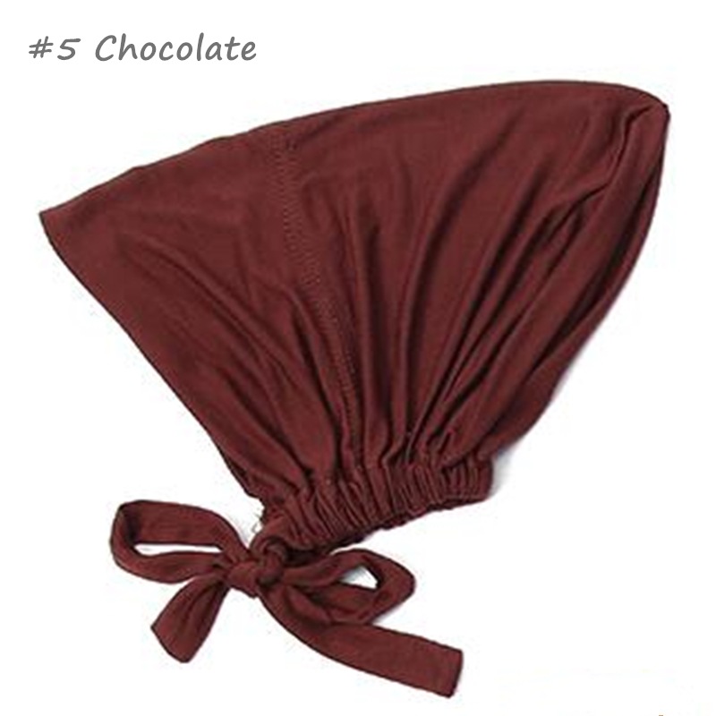 Modal elastic banded Muslim headscarf bottoming cap solid color scarf cap