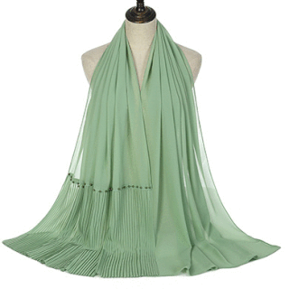 Wholesale pearl chiffon scarf fold stitching crimped nail pearl scarf