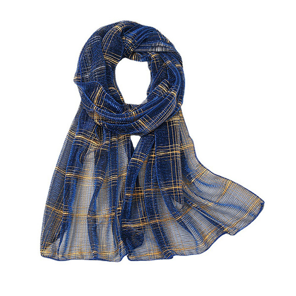 Wholesale scarf wrinkled gold silk head scarf pleated women Arab scarf