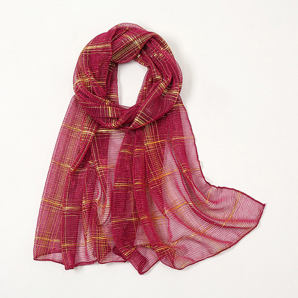 Wholesale scarf wrinkled gold silk head scarf pleated women Arab scarf