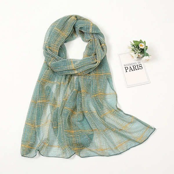 Wholesale scarf wrinkled gold silk head scarf pleated women Arab scarf