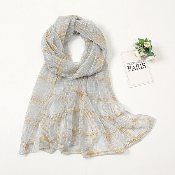 Wholesale scarf wrinkled gold silk head scarf pleated women Arab scarf