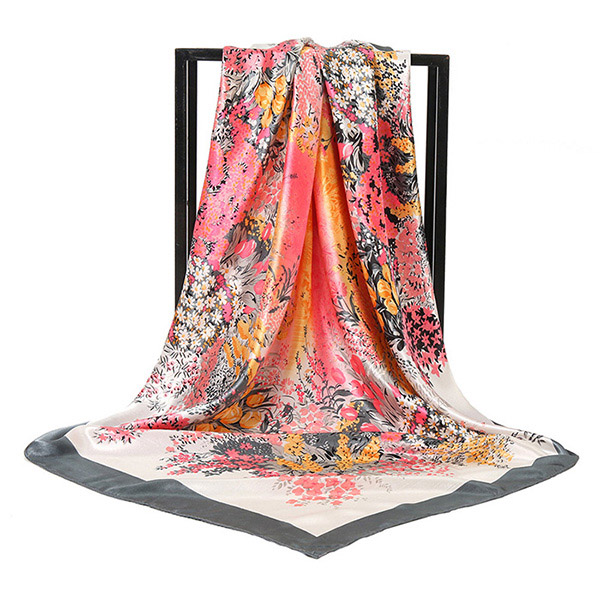 Supply flower printing 90cm square scarf Hangzhou silk scarf women silk scarf manufacturer