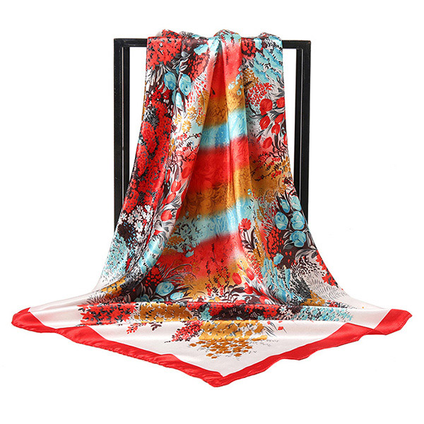 Supply flower printing 90cm square scarf Hangzhou silk scarf women silk scarf manufacturer