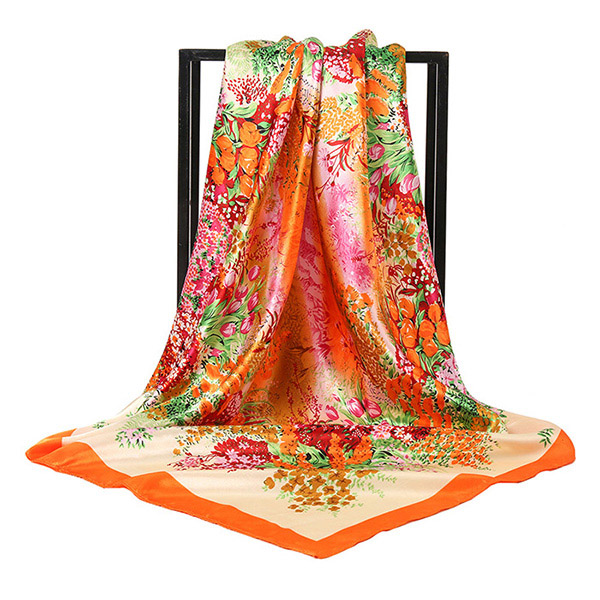 Supply flower printing 90cm square scarf Hangzhou silk scarf women silk scarf manufacturer