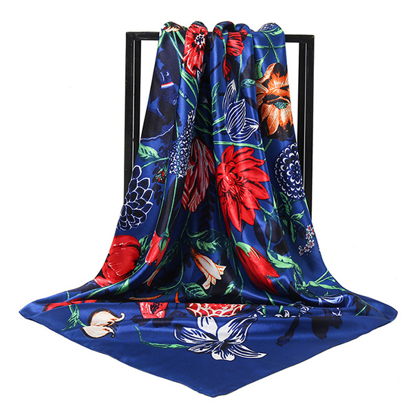 Supply flower 90cm square scarf China silk scarf manufacturer online sale