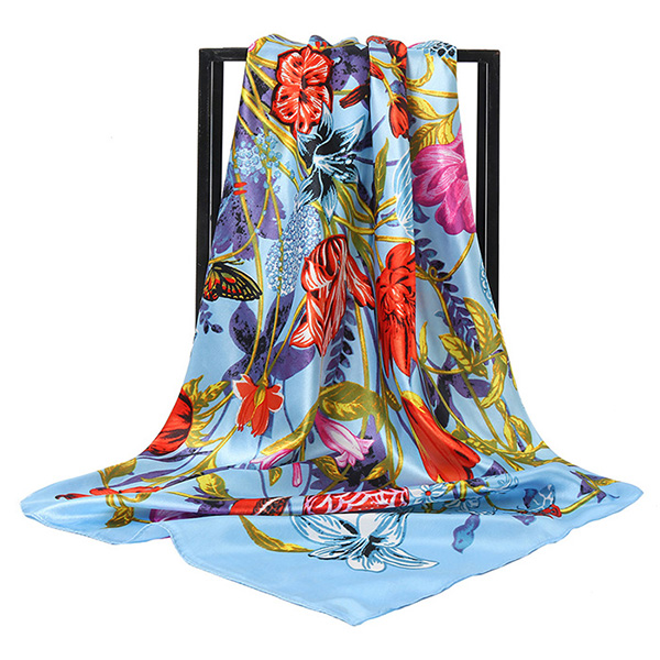 Supply flower 90cm square scarf China silk scarf manufacturer online sale
