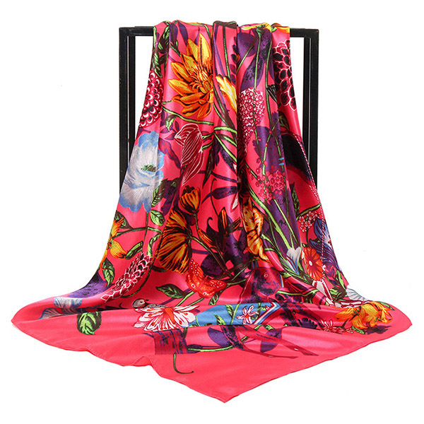 Supply flower 90cm square scarf China silk scarf manufacturer online sale