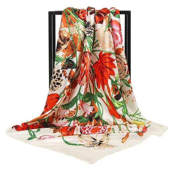 Supply flower 90cm square scarf China silk scarf manufacturer online sale