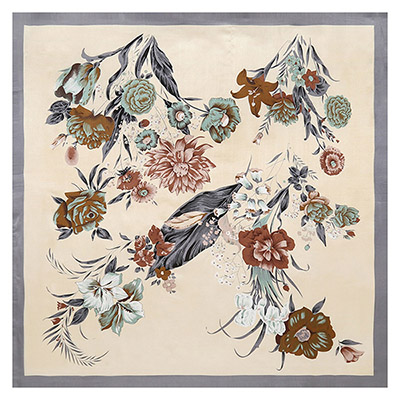 Supply peony flower 90cm scarf China silk scarf manufacturer
