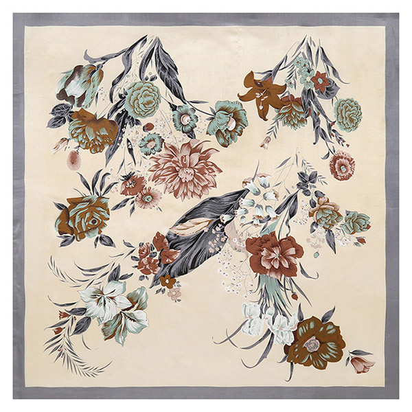 Supply peony flower 90cm scarf China silk scarf manufacturer